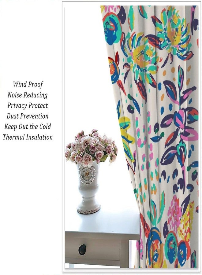 YCness Floral Print Curtains for Living Room, Boho Paisley Flower Window Treament for Bedroom, Colorful Jacobean Blackout Drapes 2 Panel Sets,42x63 Inch - Image 4